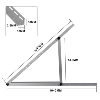Suporte solar triangular ajustável para montagem de módulos de alumínio e aço galvanizado