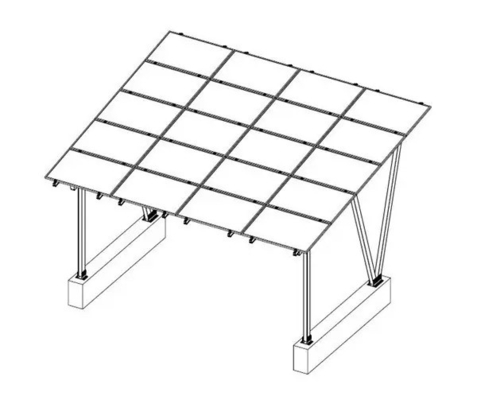 Sliver ou personalização AL6005-T5 Solar Carport com painéis Estrutura de estantes de estacionamento