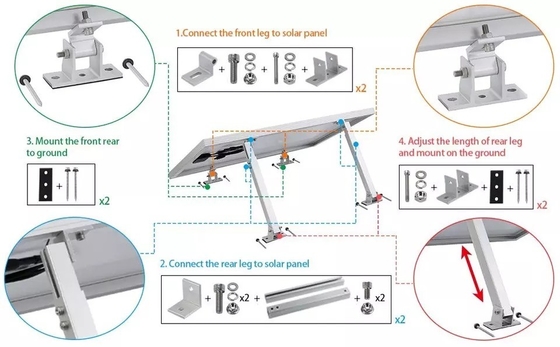 Sistema de estante solar ajustável montado no solo para carga de neve 1,5KN/m2 Painéis solares de telhado