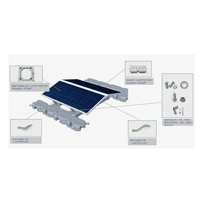 Sistema de montagem solar flutuante personalizável para carga eólica de até 40 m/s e desempenho