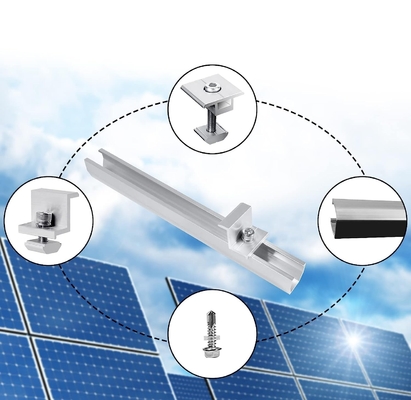 Instalação de painéis solares fotovoltaicos robustos e sem problemas com kits de trilhos de alumínio anodizado