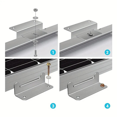 Instalação de painéis solares para telhados de metal / estanho 4pcs Black Z Brackets para instalação de painéis
