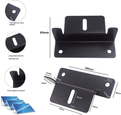 Instalação de painéis solares para telhados de metal / estanho 4pcs Black Z Brackets para instalação de painéis
