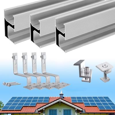 Sistema de montagem de painéis solares de telhado de azulejos de alumínio com gancho de telhado de azulejos solares anodizados