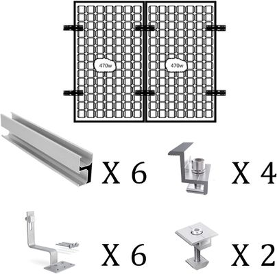 Sistema de montagem de painéis solares de telhado de azulejos de alumínio com gancho de telhado de azulejos solares anodizados