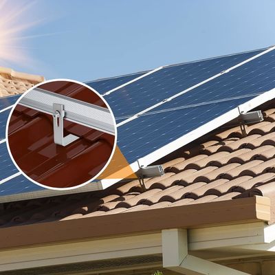 Sistema de montagem de painéis solares de telhado de azulejos de alumínio com gancho de telhado de azulejos solares anodizados