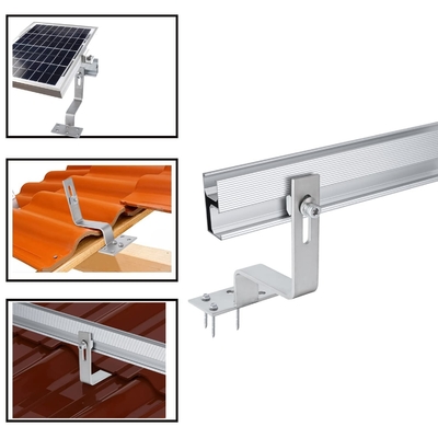 Painel Solar de Roof Metal Montado Bracket Natural Alumínio Roof Hook para Carga de Vento 60m/s