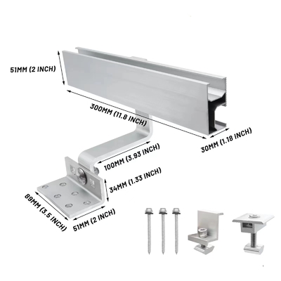 Painel Solar de Roof Metal Montado Bracket Natural Alumínio Roof Hook para Carga de Vento 60m/s