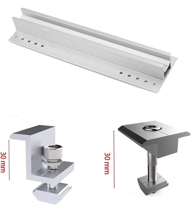 Sistema de montagem de telhado de estanho de alumínio solar de metal para trilhos