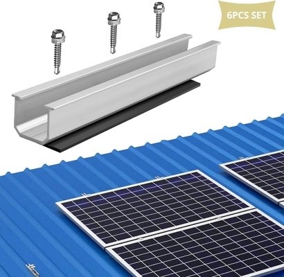 Sistema de montagem de telhado de estanho de alumínio solar de metal para trilhos