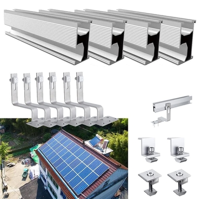 Sistema de montagem de telhado de estanho de alumínio solar de metal para trilhos