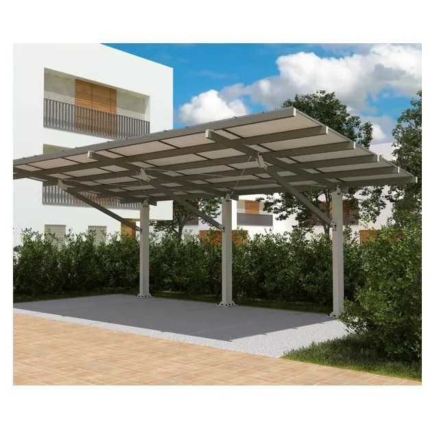 Anodizado Alto pré-montado 5kw Alumínio Carport Rack Solar Garagem de estacionamento para casa