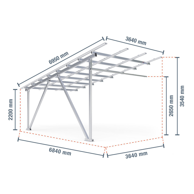 Carport de painel solar de alumínio Configure seu telhado e sistema de carro com vida útil de 25 anos