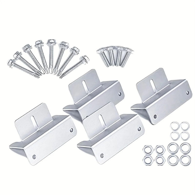 Instalação de painéis solares para telhados de metal / estanho 4pcs Black Z Brackets para instalação de painéis