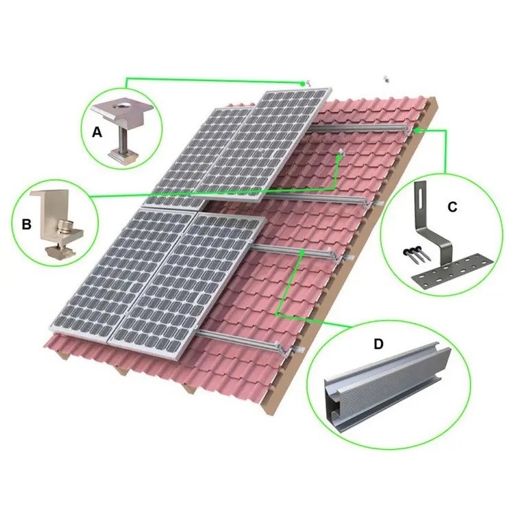 Design Solar Tile Roof Hook com 25-30 anos de vida útil e certificado ISO9001/CE